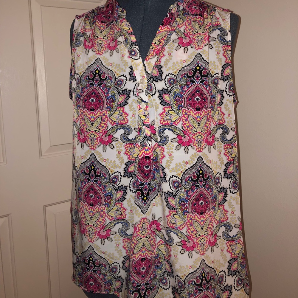 Sleeveless Button Up Blouse by Dana Buchman